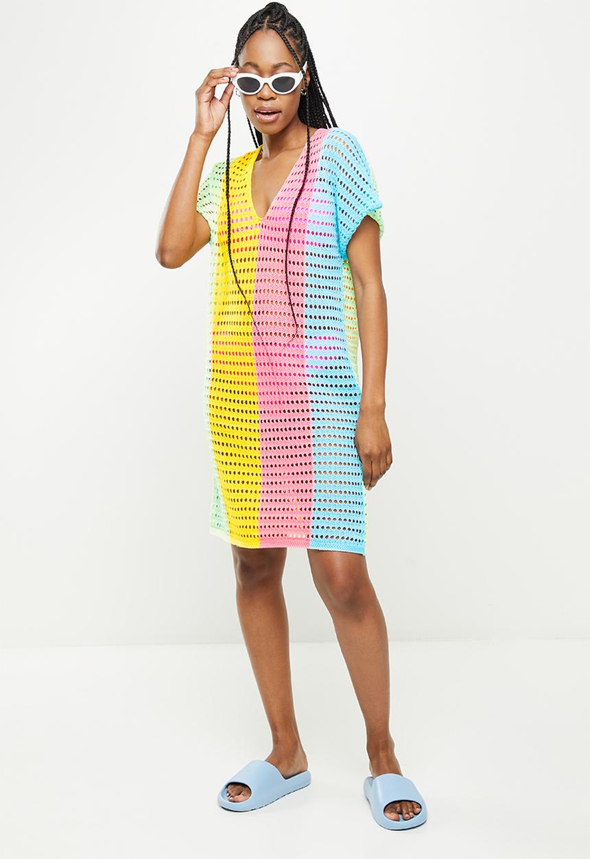 dailyfriday - Low v-neck mini kaftan - multi