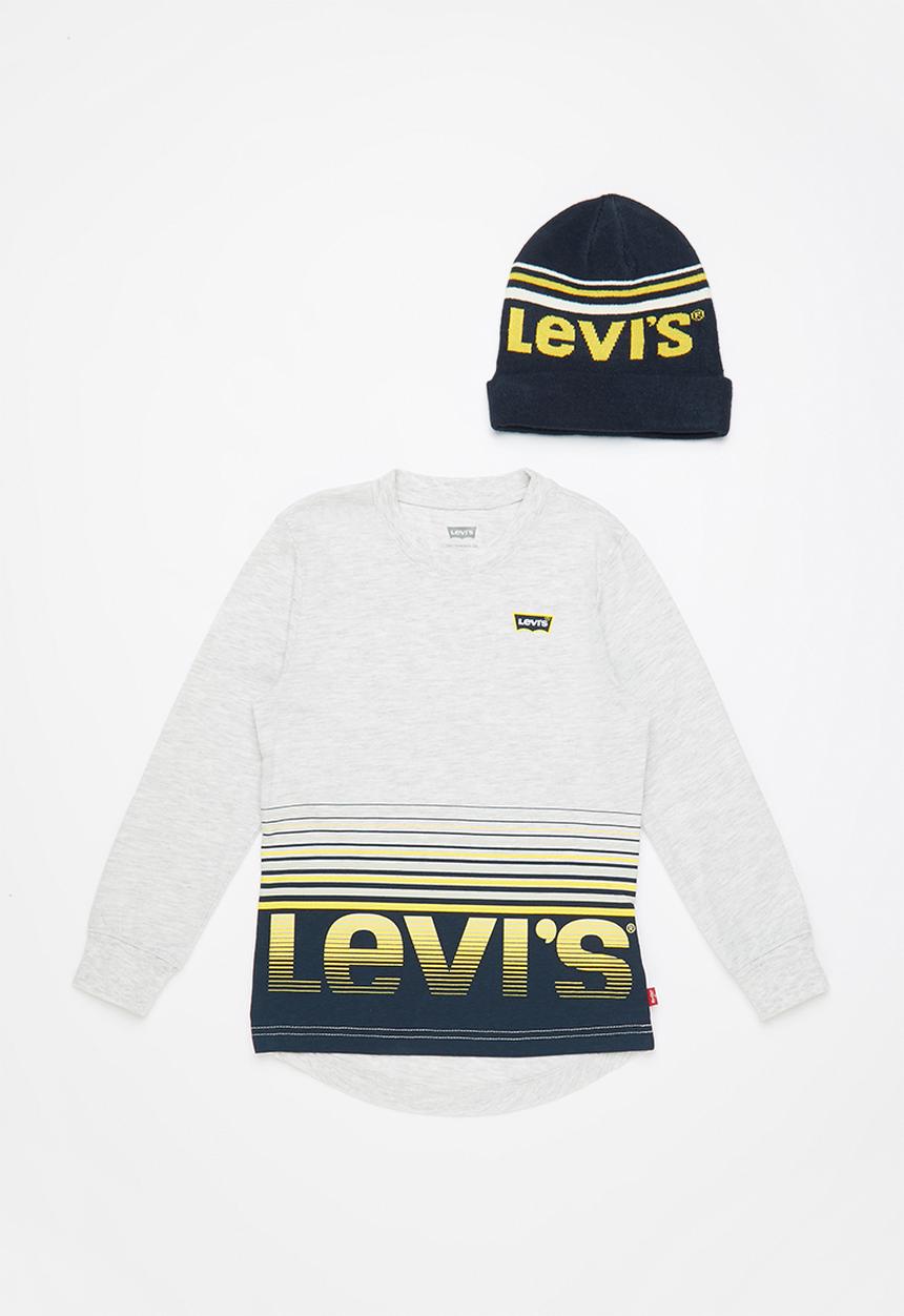 Levi’s® - Levi long sleeve high low te shirt beani - grey & navy 