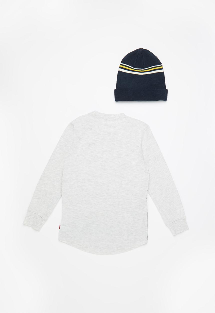 Levi’s® - Levi long sleeve high low te shirt beani - grey & navy 