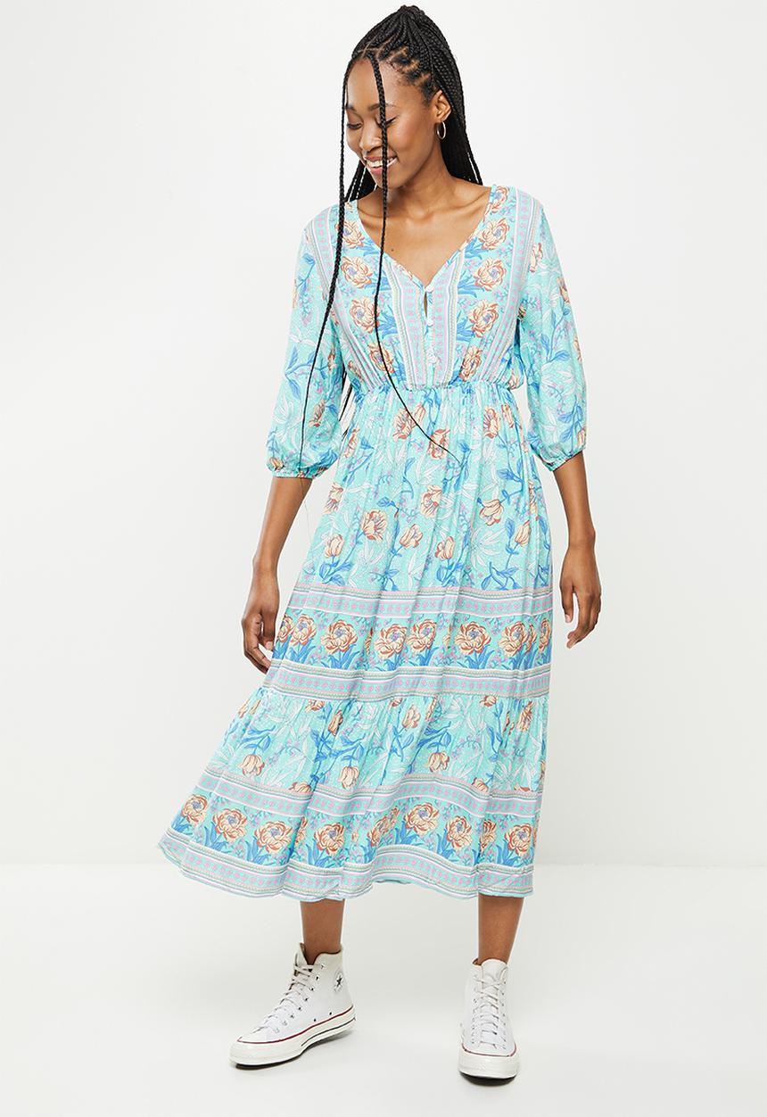 dailyfriday - Floral empire midi dress - blue 