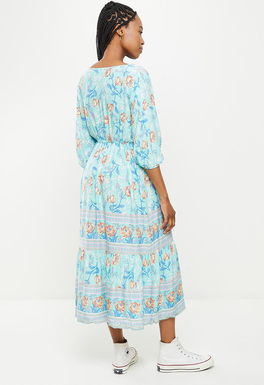 dailyfriday - Floral empire midi dress - blue 