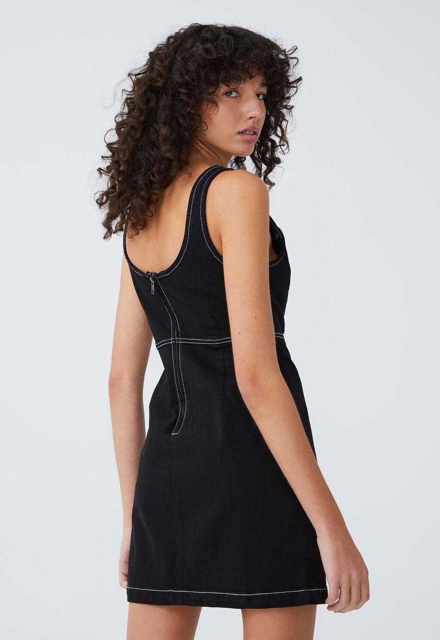 Cotton On - Stretch denim mini dress - black