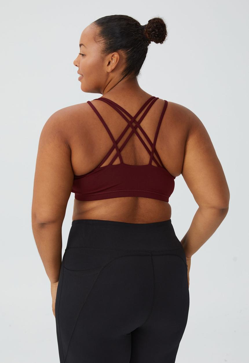 Cotton On - Curve  active strappy sports crop - burgundy