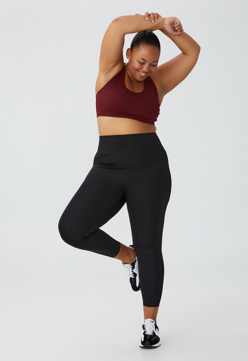 Cotton On - Curve  active strappy sports crop - burgundy