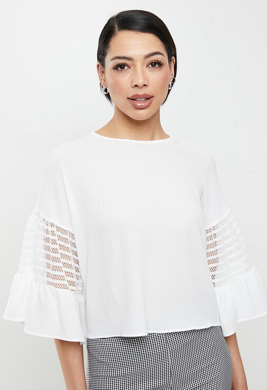 Koton - Frilled crew neck blouse - ecru