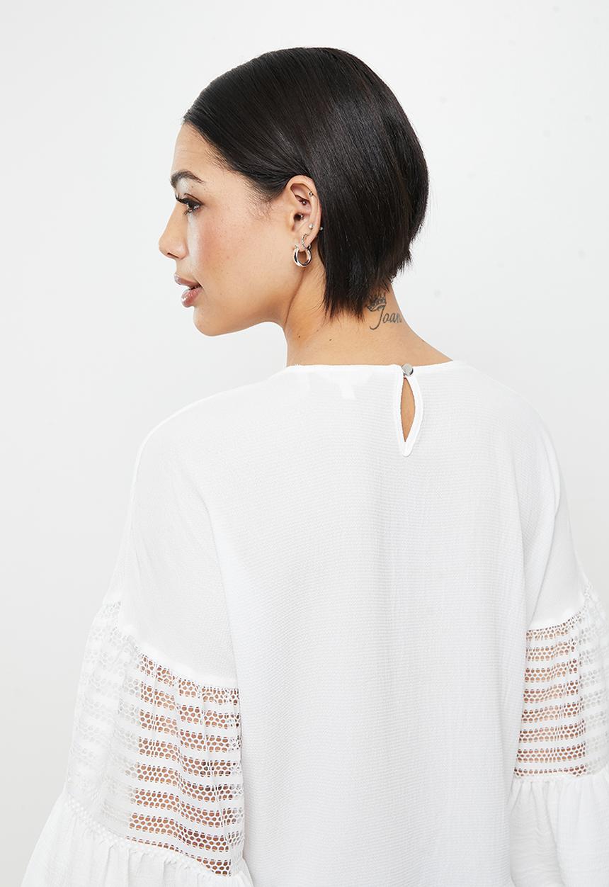 Koton - Frilled crew neck blouse - ecru