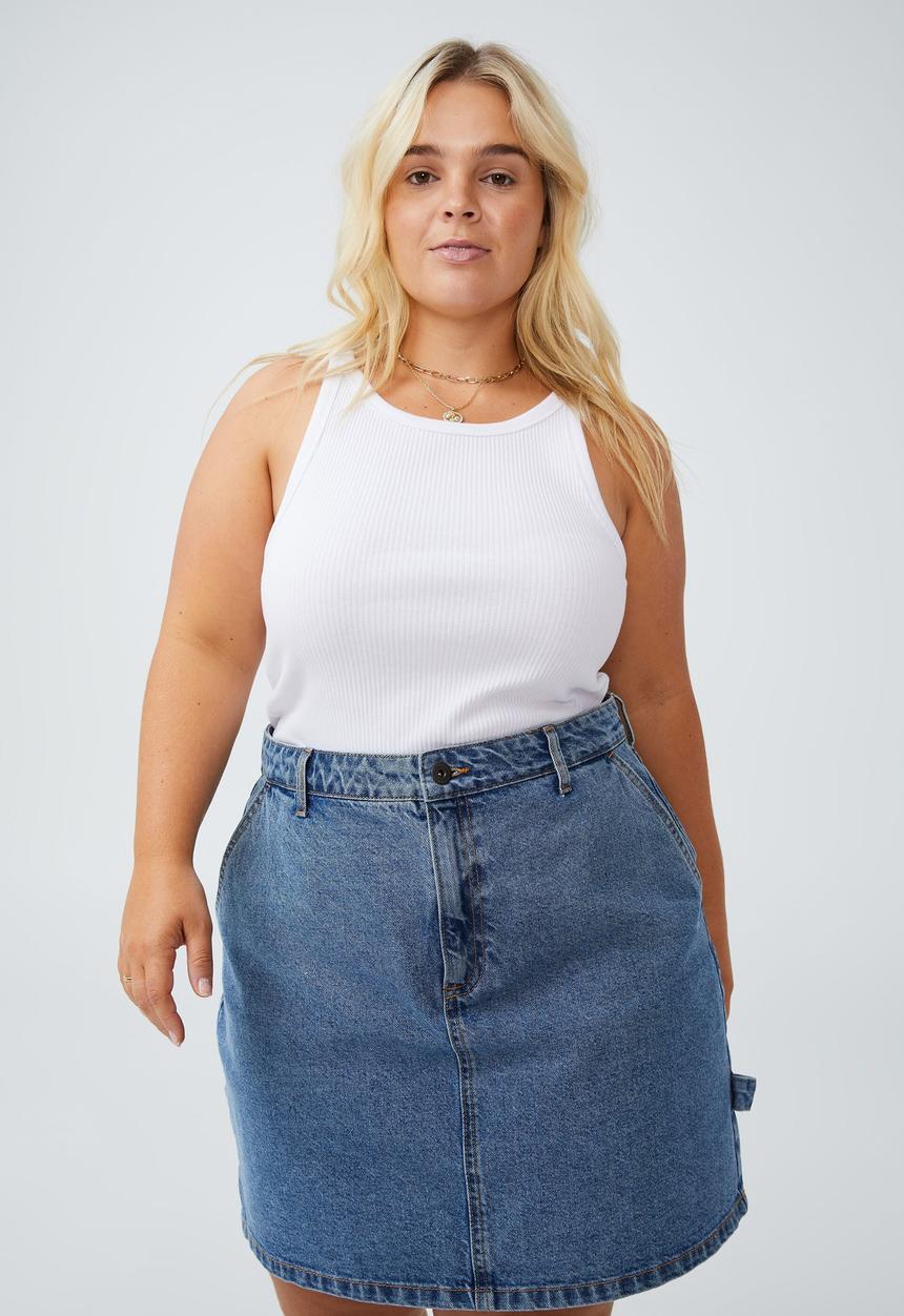 Cotton On - Curve cargo denim mini skirt - stormy blue