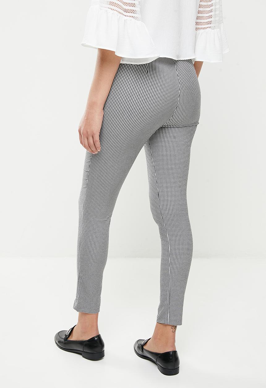 Koton - Medium rise check pattern trousers - black