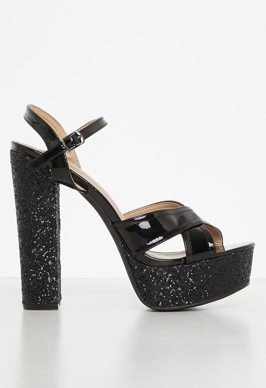 Rock & Co - Grand 1 ankle tie platform heel - black