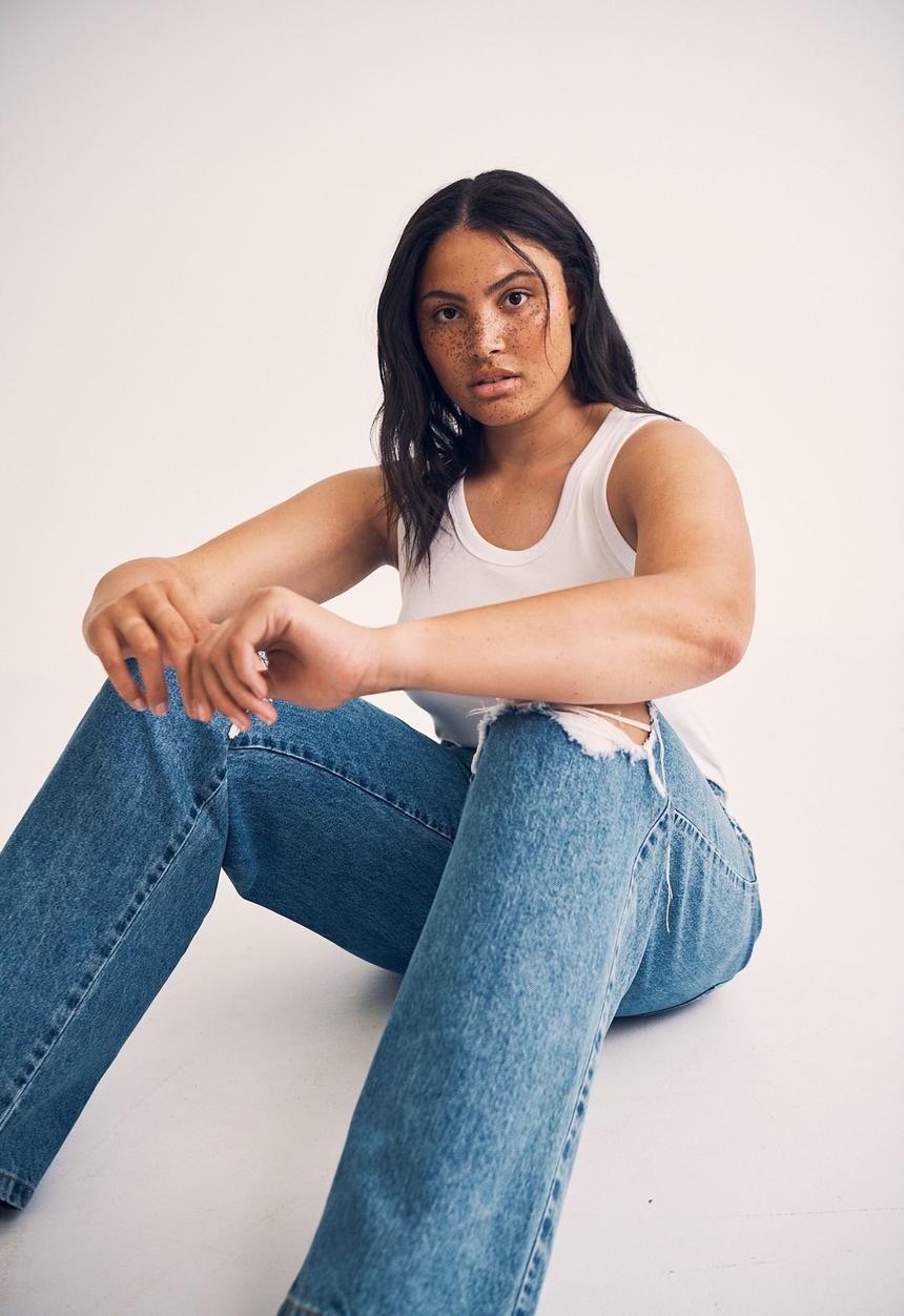 Cotton On - Curve loose straight jean - offshore blue rip