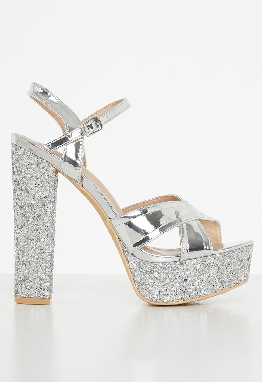 Rock & Co - Grand 1 ankle tie platform heel - silver