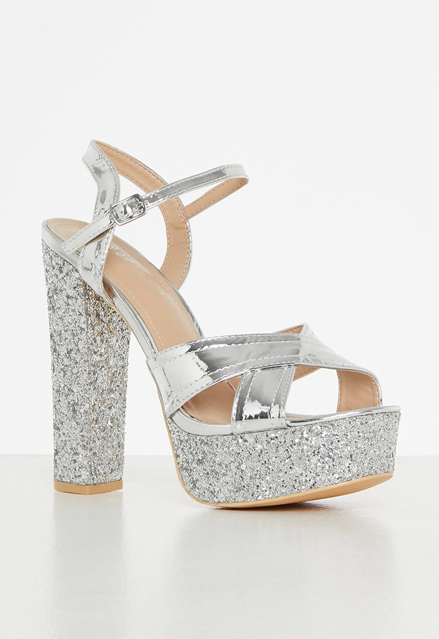 Rock & Co - Grand 1 ankle tie platform heel - silver