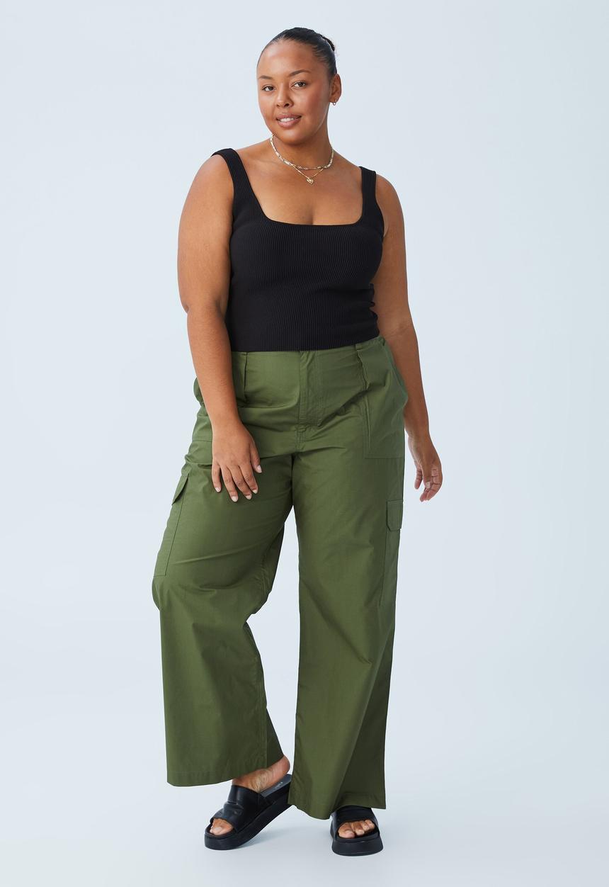 Cotton On - Curve scout cargo pant - khaki green