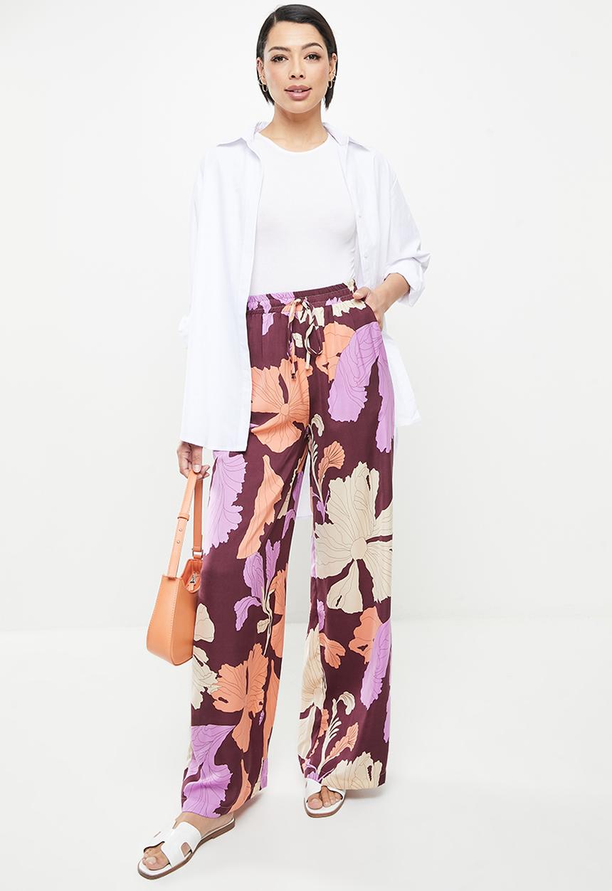 Koton - Floral wide leg trousers - purple