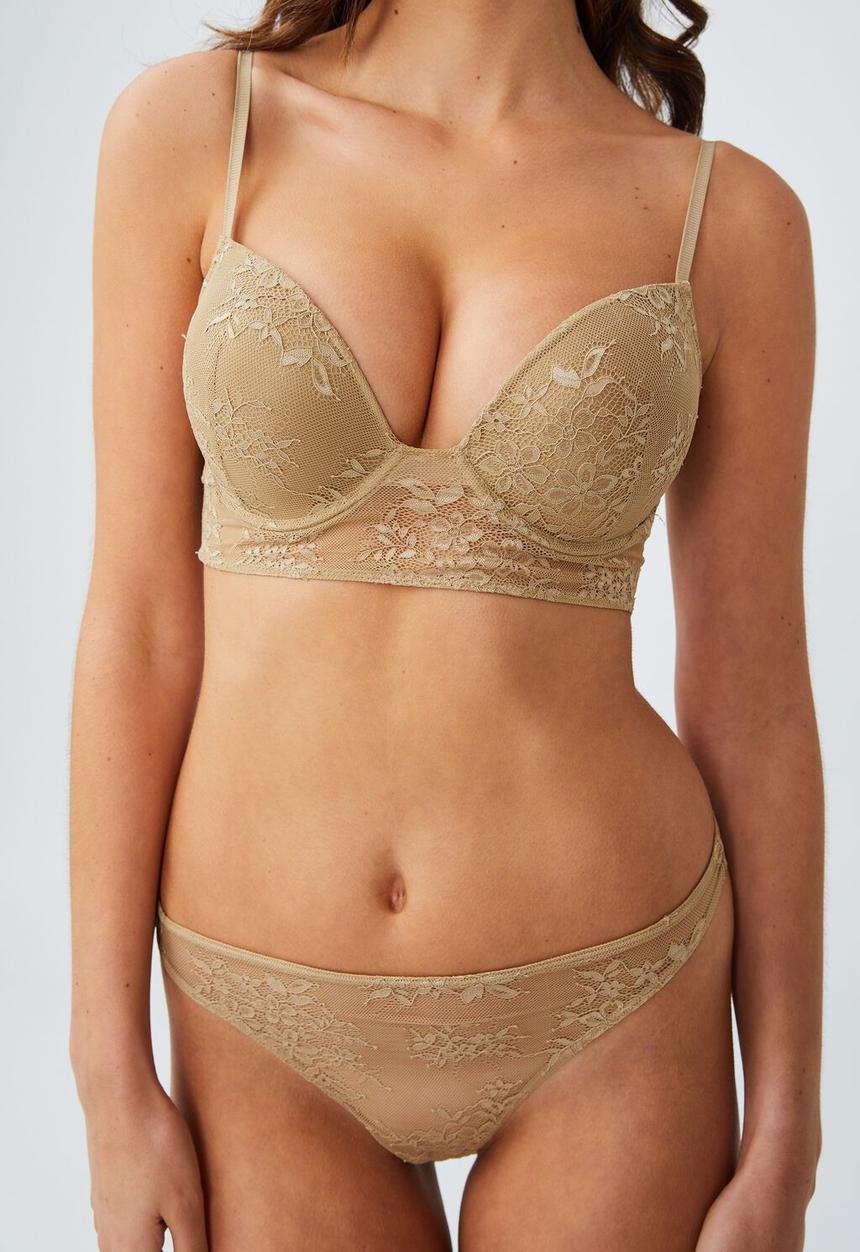Cotton On - Meadow floral lace push up2 bra - incense
