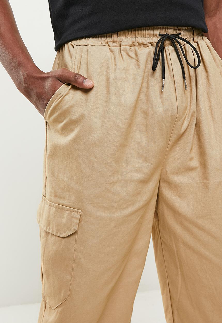 basicthread - Slim fit cuffed chino - tan