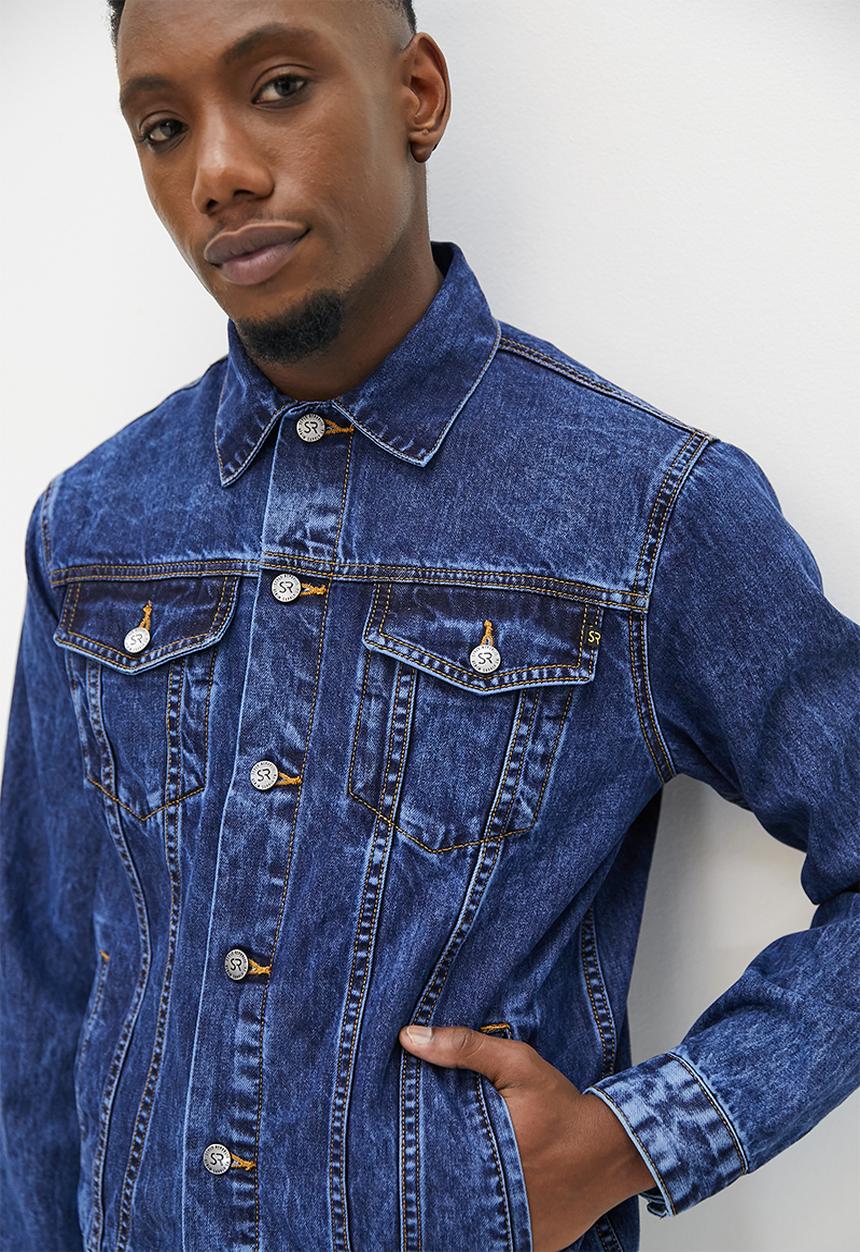STYLE REPUBLIC - Denim trucker jacket - dk blue acid wash