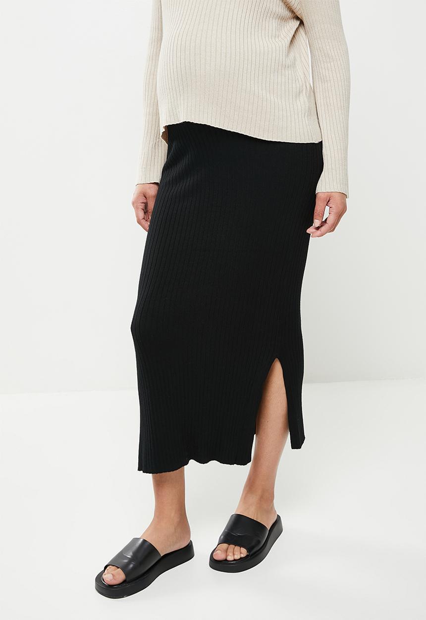 Cotton On - Maternity friendly ribbing midi skirt - black