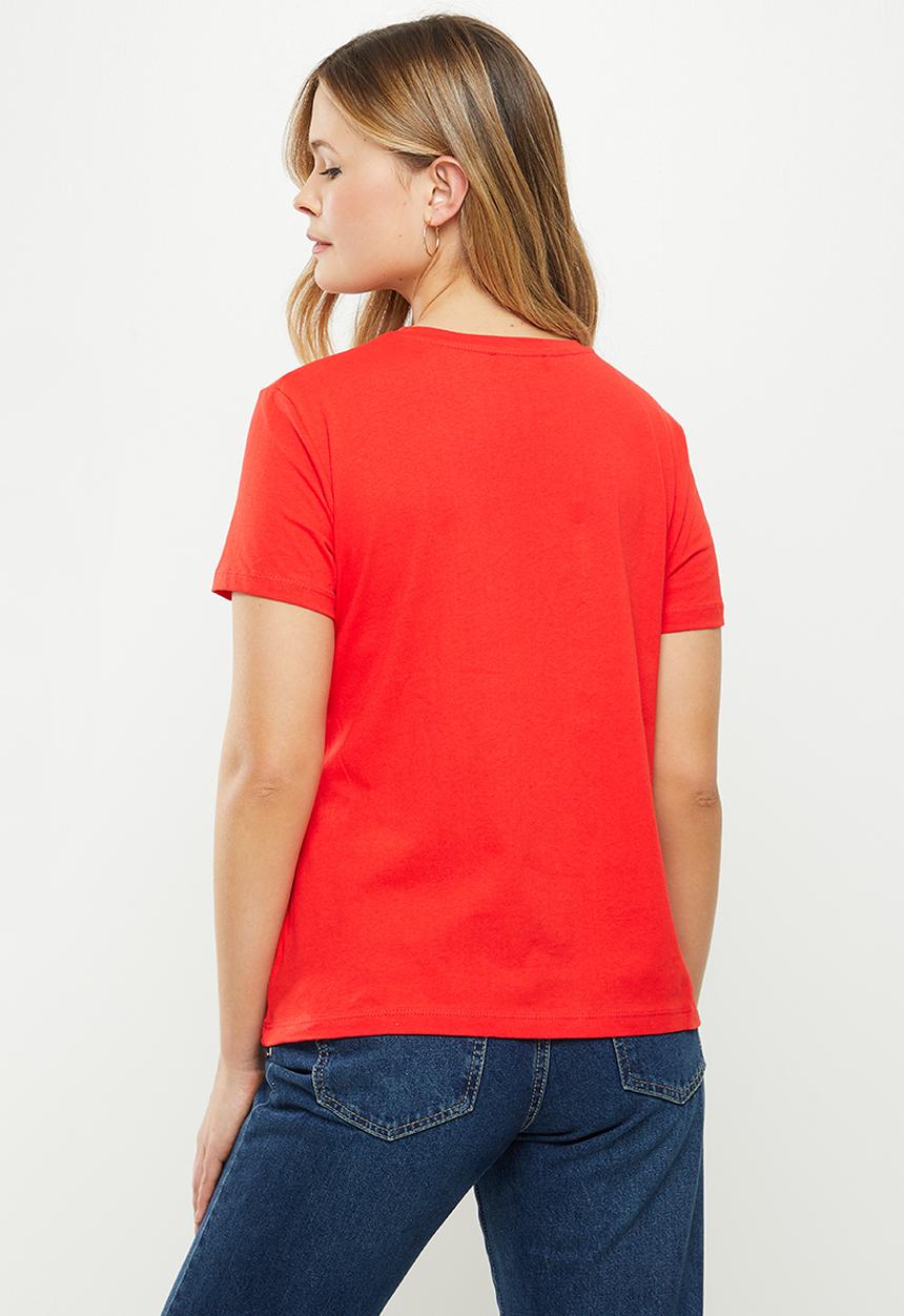 Trendyol - Single jersey crew neck 2-pack knitted T-shirt - red & white