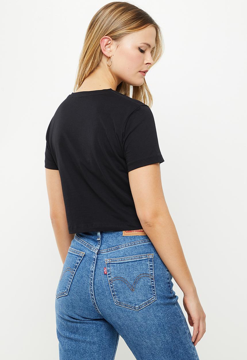 Trendyol - 100% Cotton crew neck 2-pack crop knitted T-shirt - black & white