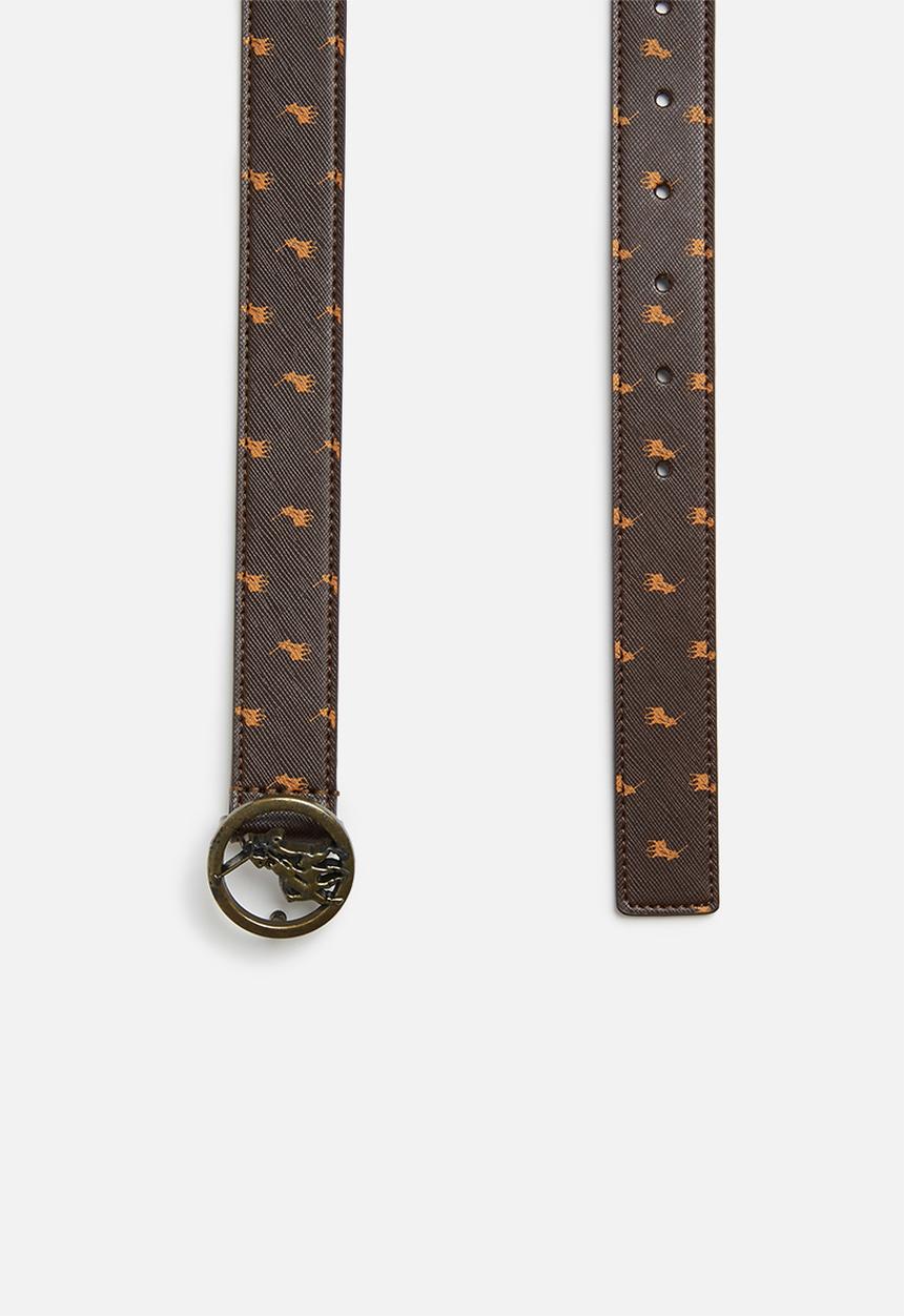 POLO - Sophie  coated leather  belt - brown