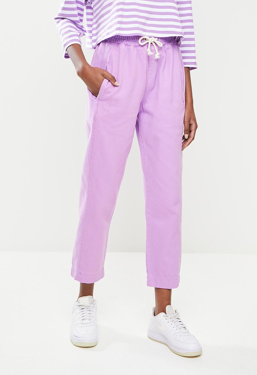 Trendyol - Elastic waist high waist straight jeans - lilac