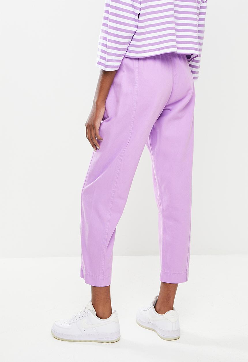 Trendyol - Elastic waist high waist straight jeans - lilac