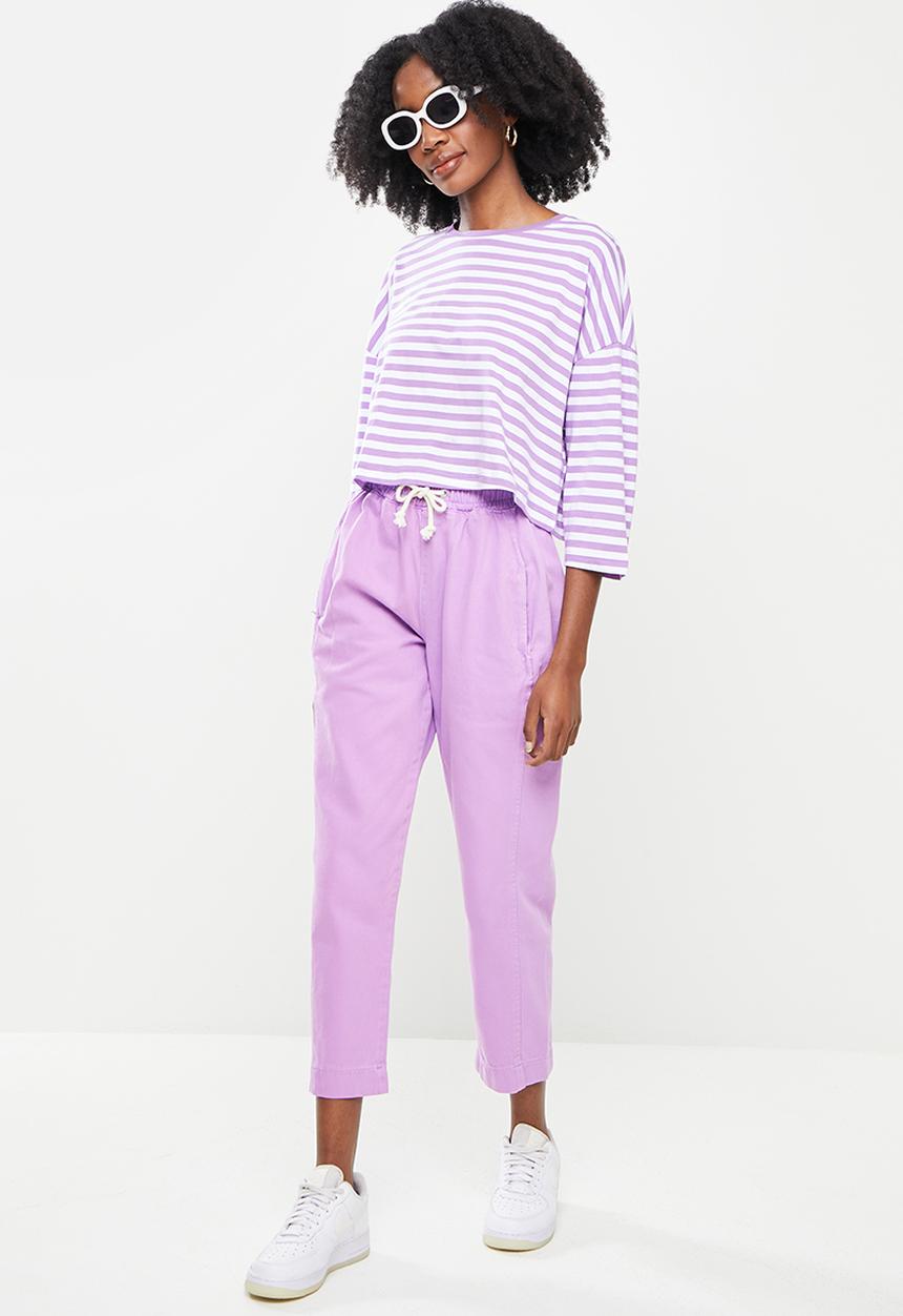 Trendyol - Elastic waist high waist straight jeans - lilac