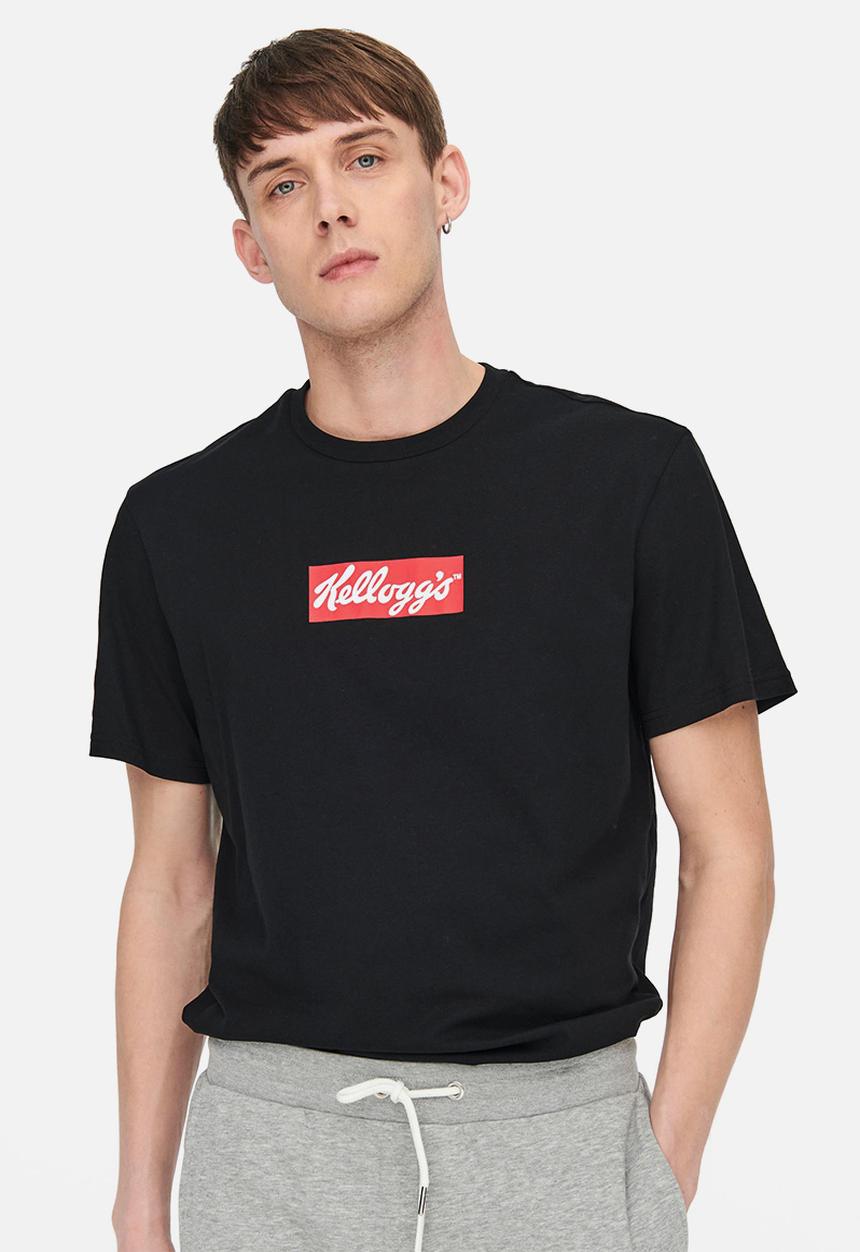 Only & Sons - Onskelloggs reg ss logo tee - black