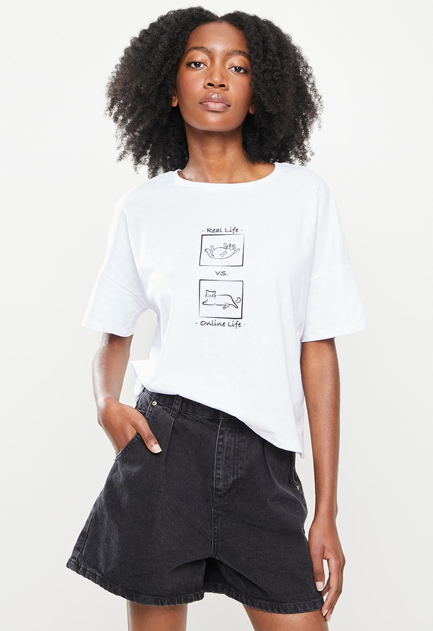 Koton - Print cotton T-shirt - white