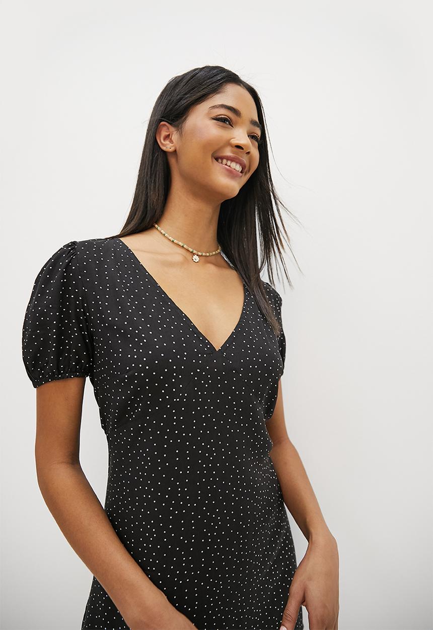 Blake - Fit and flare mini dress - black & white