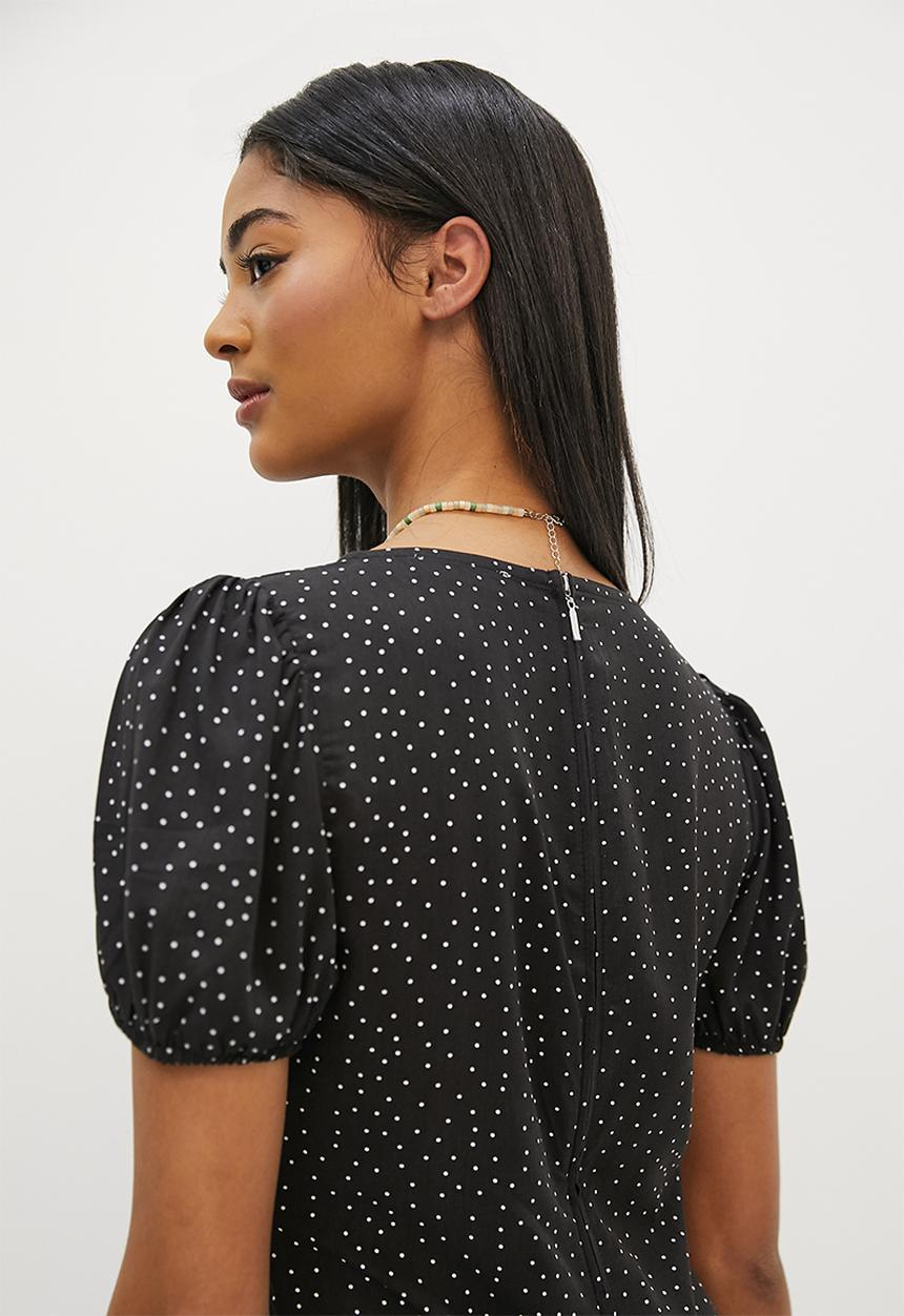 Blake - Fit and flare mini dress - black & white