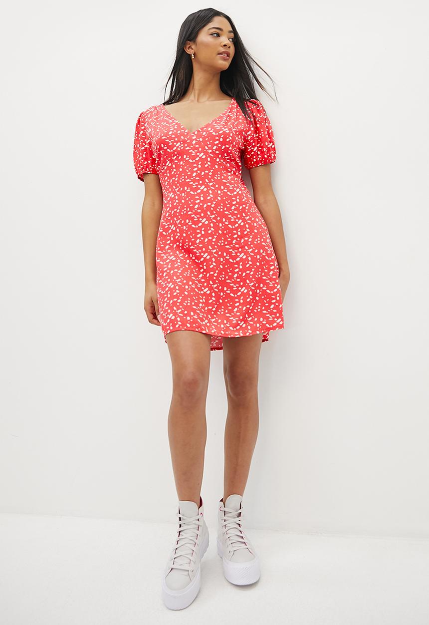 Blake - Fit and flare mini dress - coral speckle