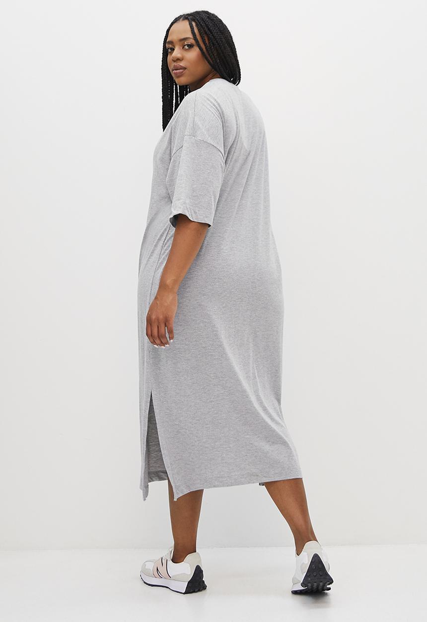 Superbalist - Dropped shoulder T-shirt dress - grey melange