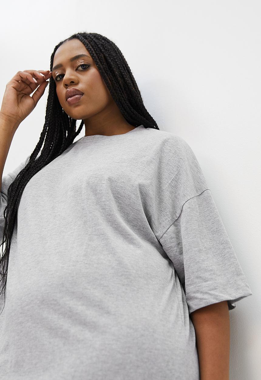 Superbalist - Dropped shoulder T-shirt dress - grey melange