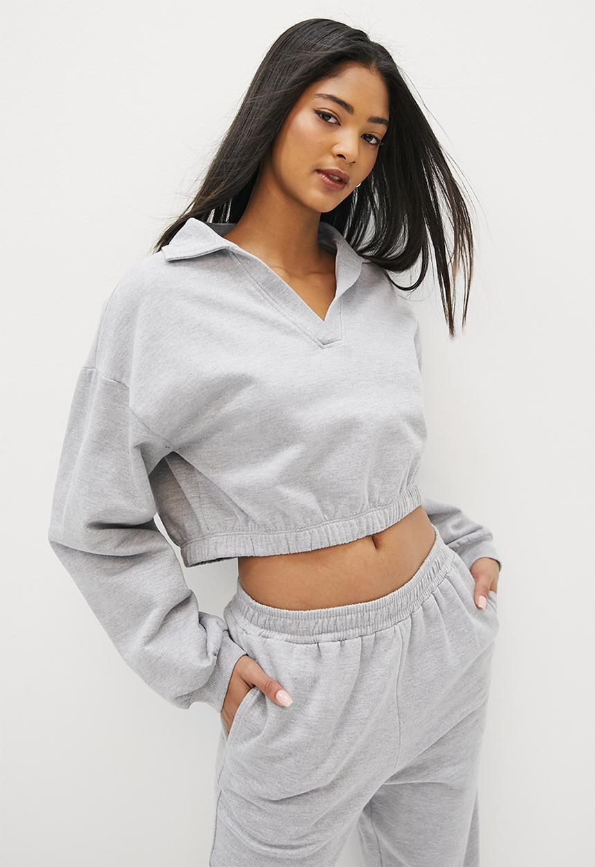 Blake - Co ord towelling sweater - grey melange