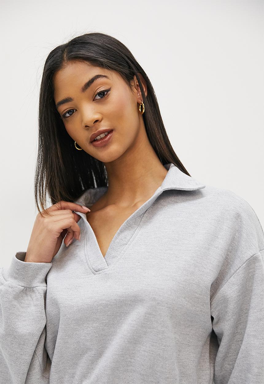 Blake - Co ord towelling sweater - grey melange