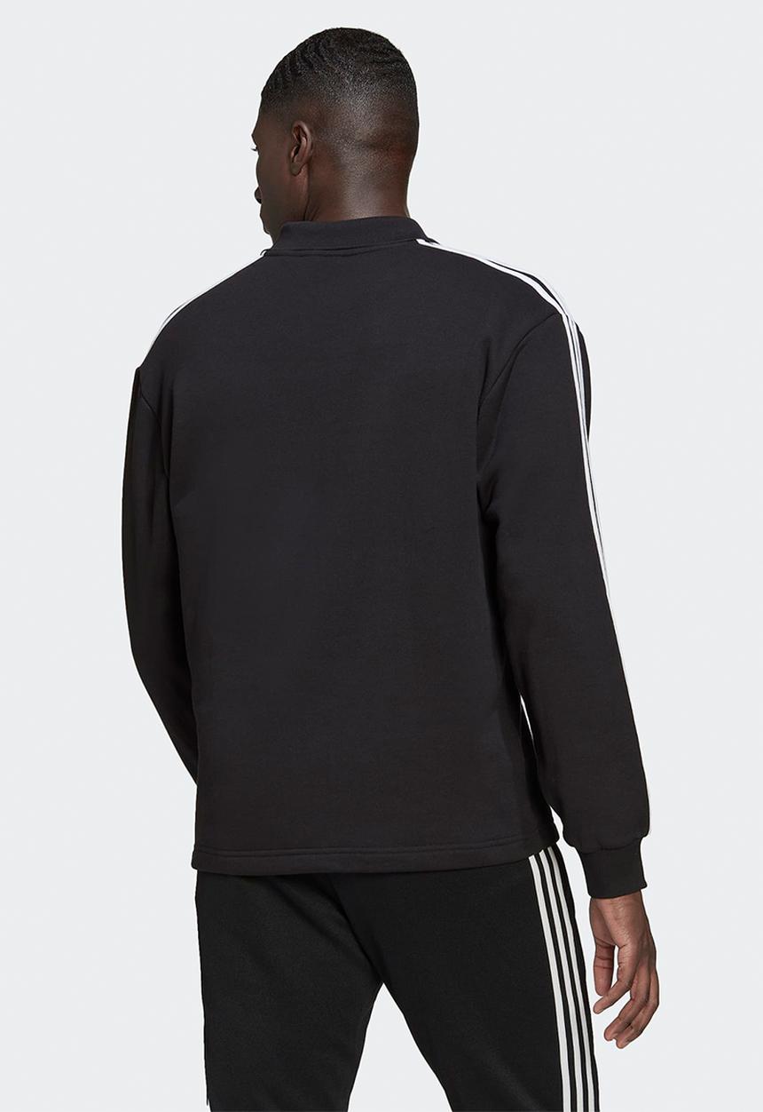 adidas Originals - Adicolor 3-Stripes Long Sleeve Polo Sweatshirt  - black