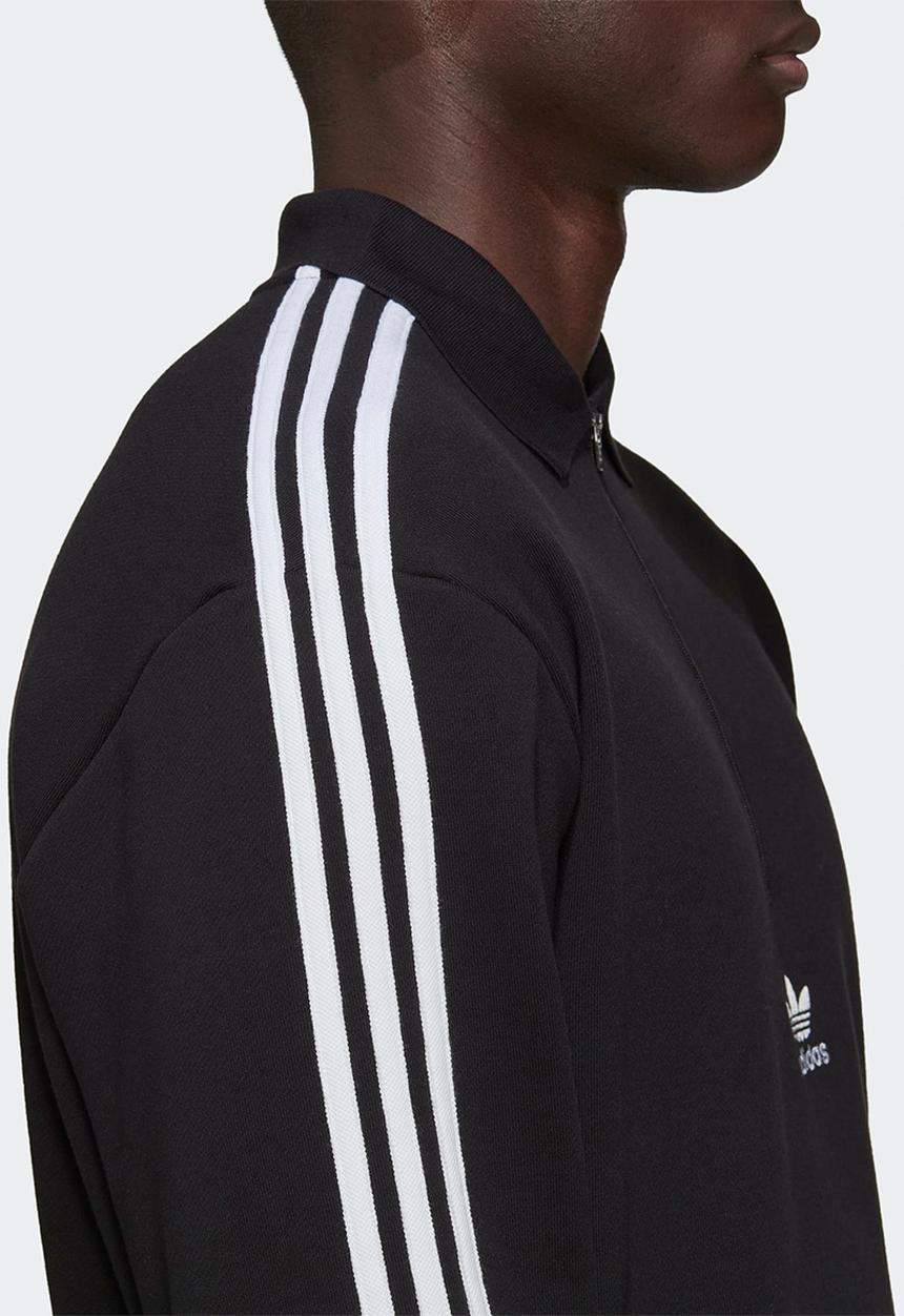 adidas Originals - Adicolor 3-Stripes Long Sleeve Polo Sweatshirt  - black