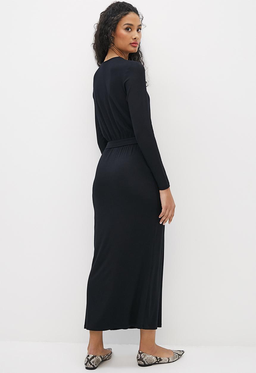 edit - Waisted knit column midi - black