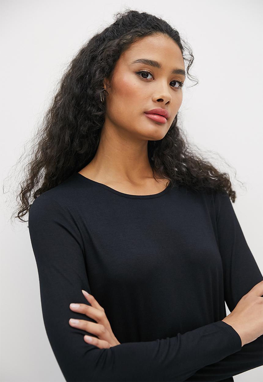 edit - Waisted knit column midi - black