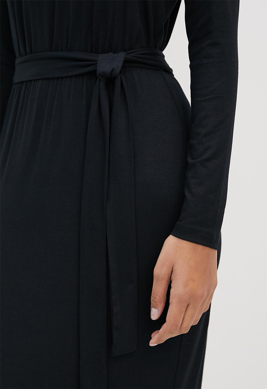 edit - Waisted knit column midi - black