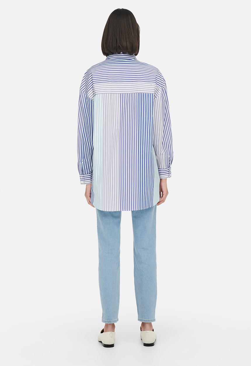 Jacqueline de Yong - Laura life striped loose shirt  - white & blue