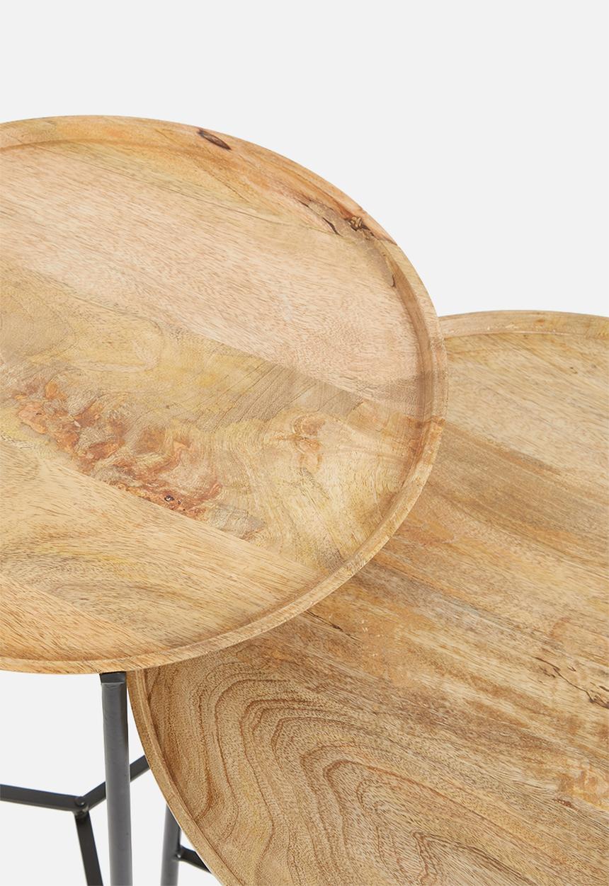 Sixth Floor - Nested wood & metal side tables - natural