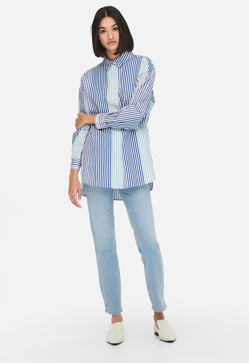 Jacqueline de Yong - Laura life striped loose shirt  - white & blue