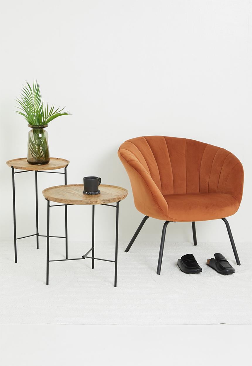 Sixth Floor - Nested wood & metal side tables - natural