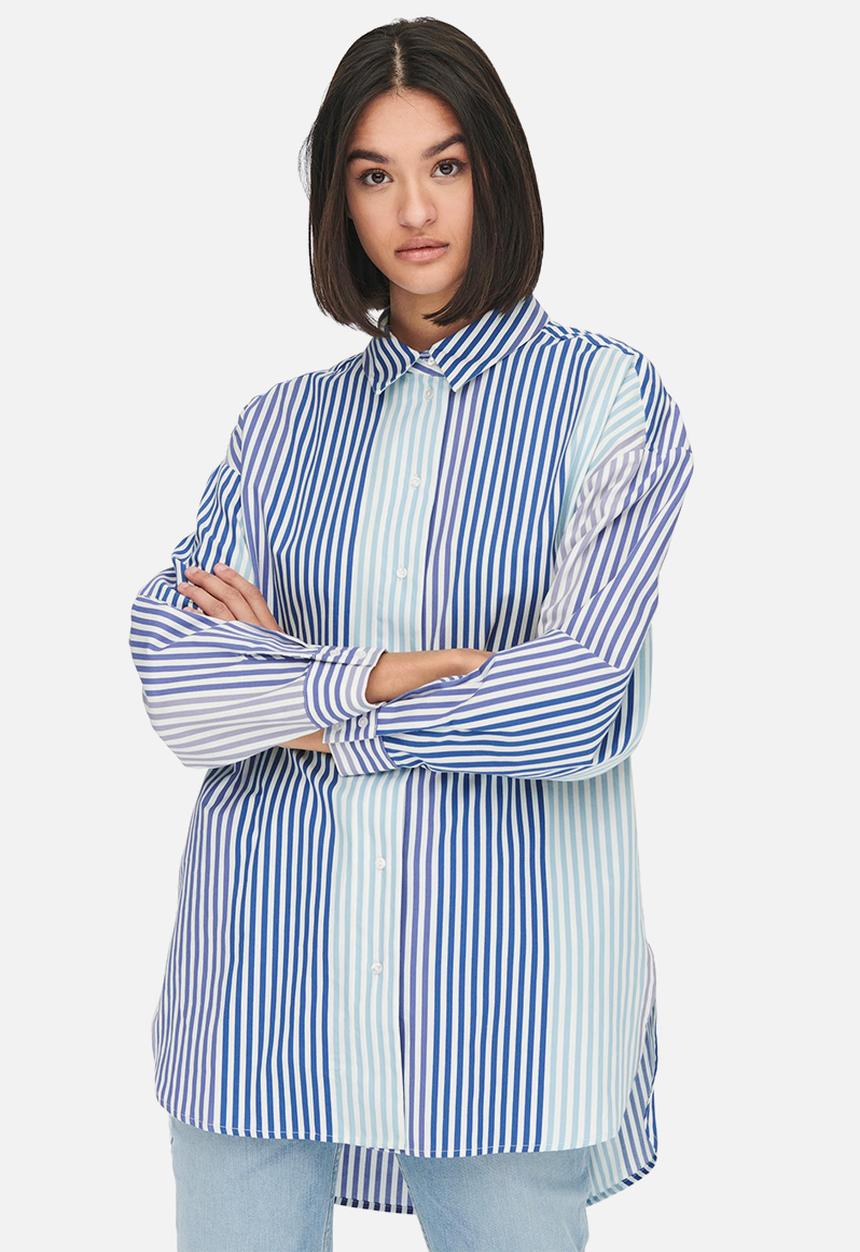 Jacqueline de Yong - Laura life striped loose shirt  - white & blue