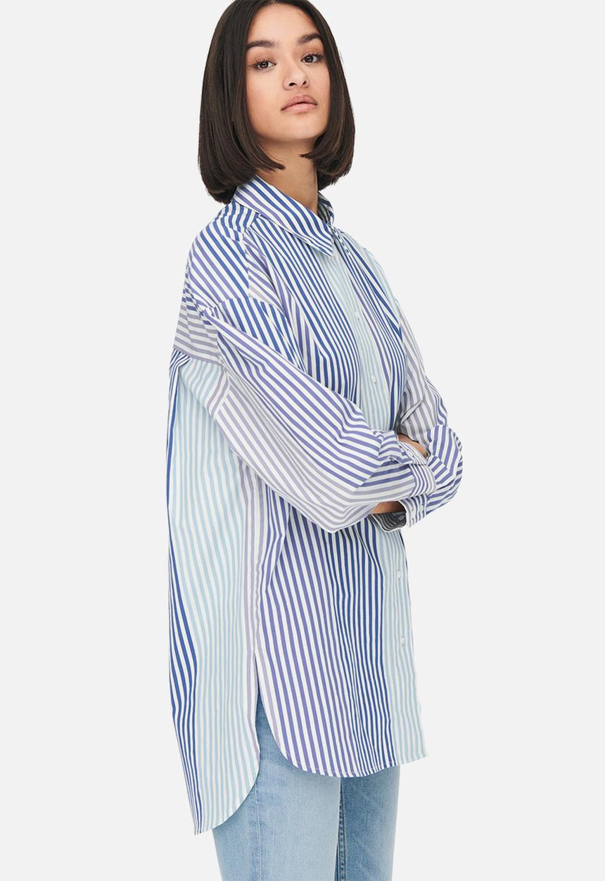 Jacqueline de Yong - Laura life striped loose shirt  - white & blue