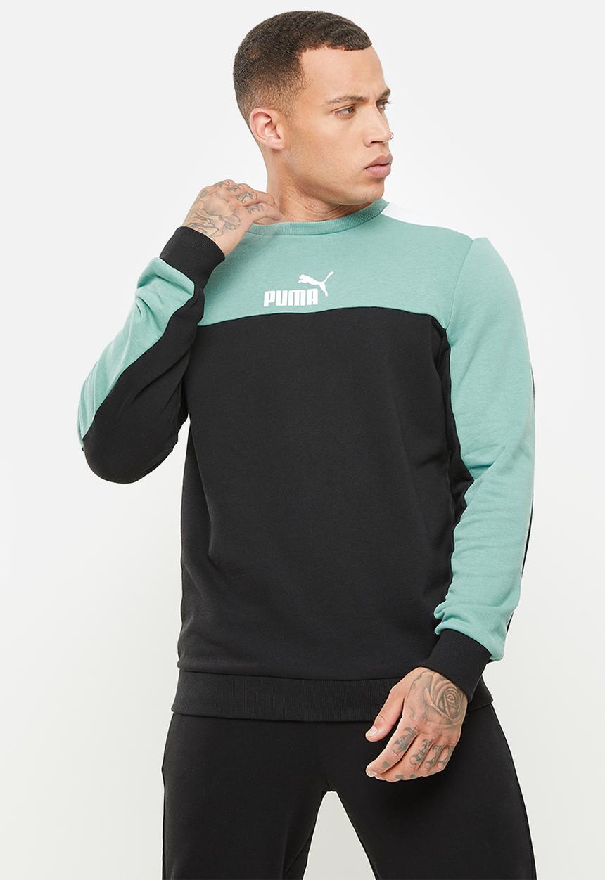 PUMA - Ess+ block crew tr - mineral blue
