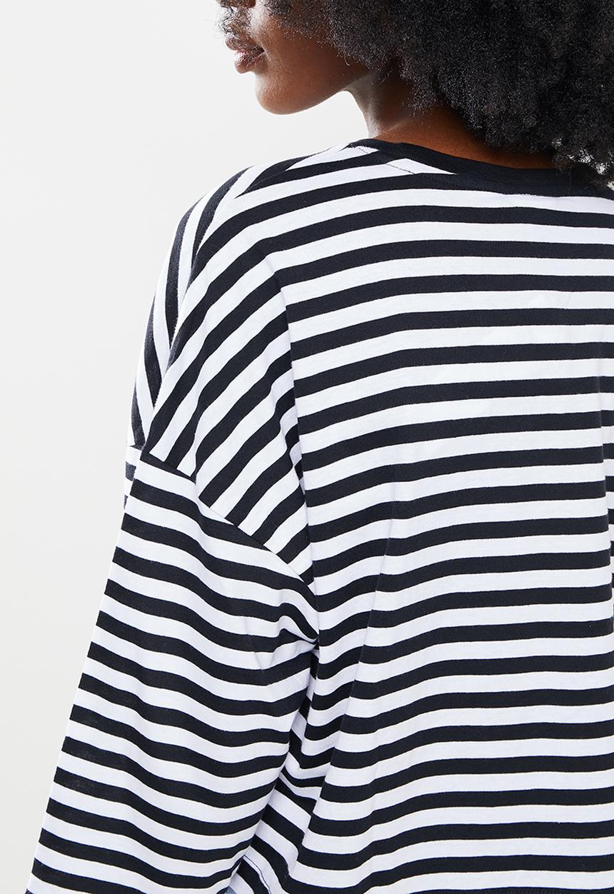 Noisy May - Nelly stripe 3/4  o-neck top - black & white 